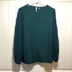 Dark Green Long Sleeve Blouse by Shein